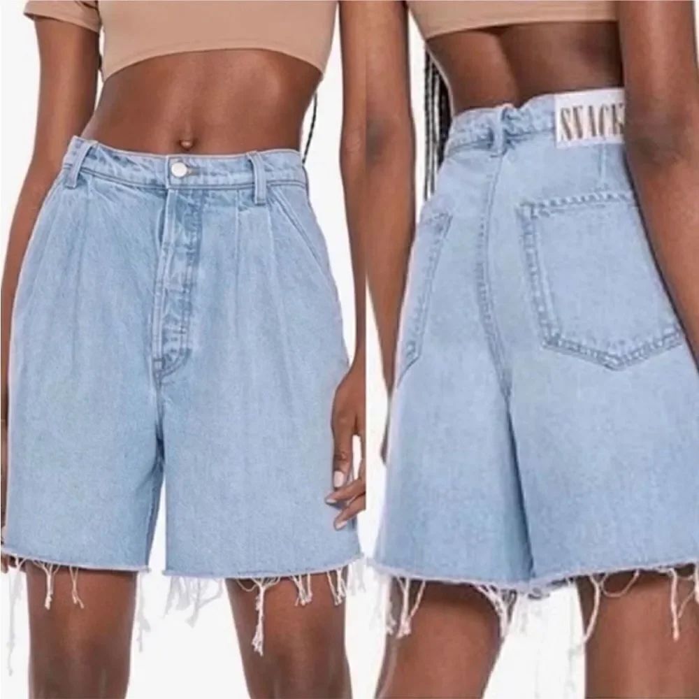 Mother Snacks The Pleated Fun Dip Jean Short size 25 NWT $218